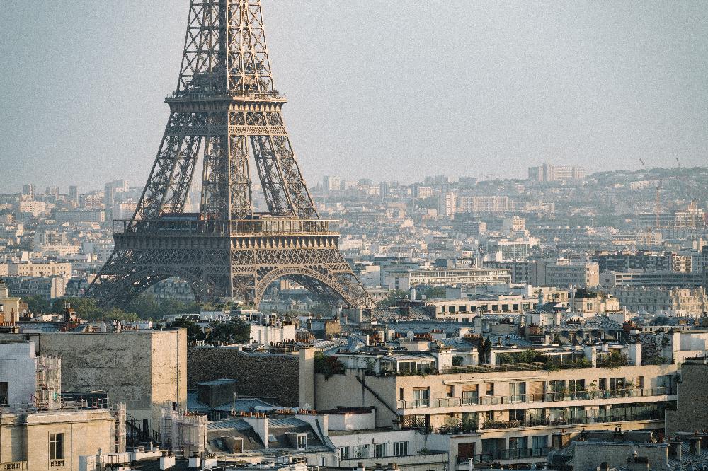 Vista della Torre Eiffel sui tetti di Parigi